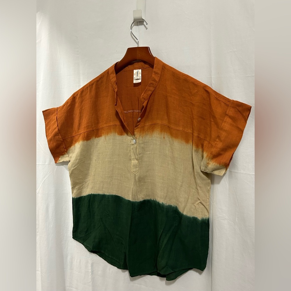 Maaesa - Orange, Beige & Green Color-Block Top - Picture 3 of 12